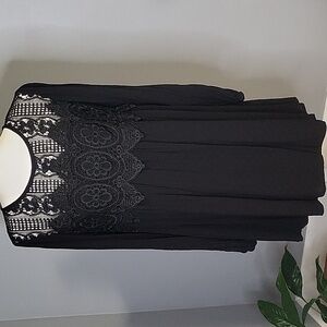 Xhilaration Split Sleeve Crochet Bodice Lined Boho Dress - Size M